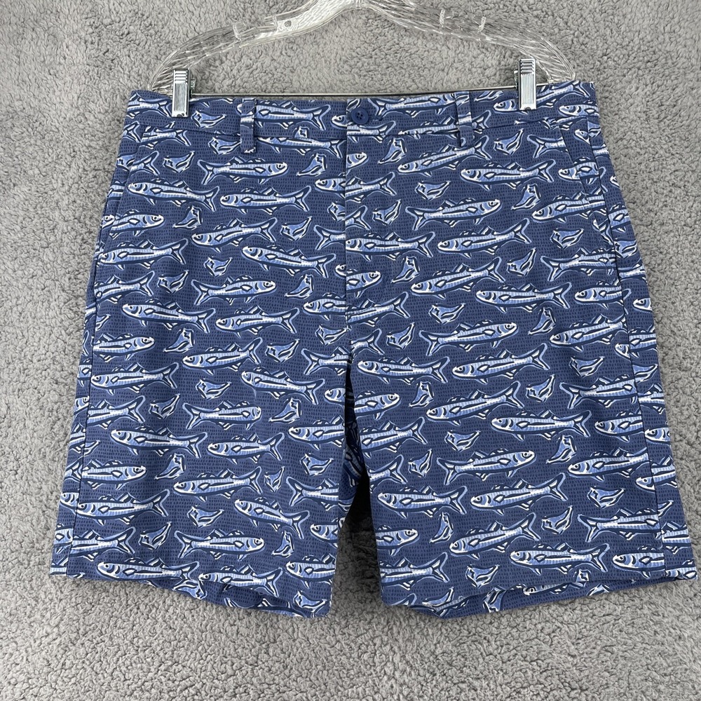 Vineyard Vines Shorts Mens 36 Blue Good Fish Print Performance Breaker 9 Inseam